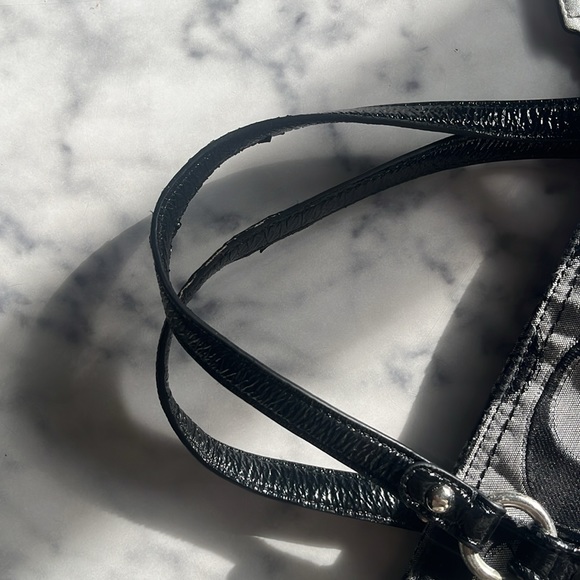 Coach gray black silver metallic purse handbag - Picture 10 of 12